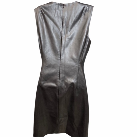 THEORY Bedford Mod Vegan Leather Sleeveless Shift Dress Black Women's Sz 4 6513 - Picture 6 of 9